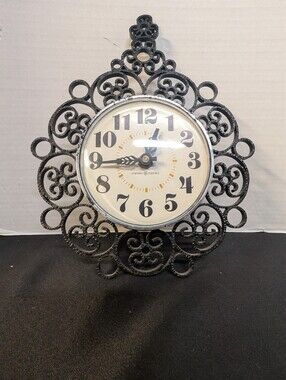 Vintage General Electric GE Kitchen Wall Clock Scroll Frame